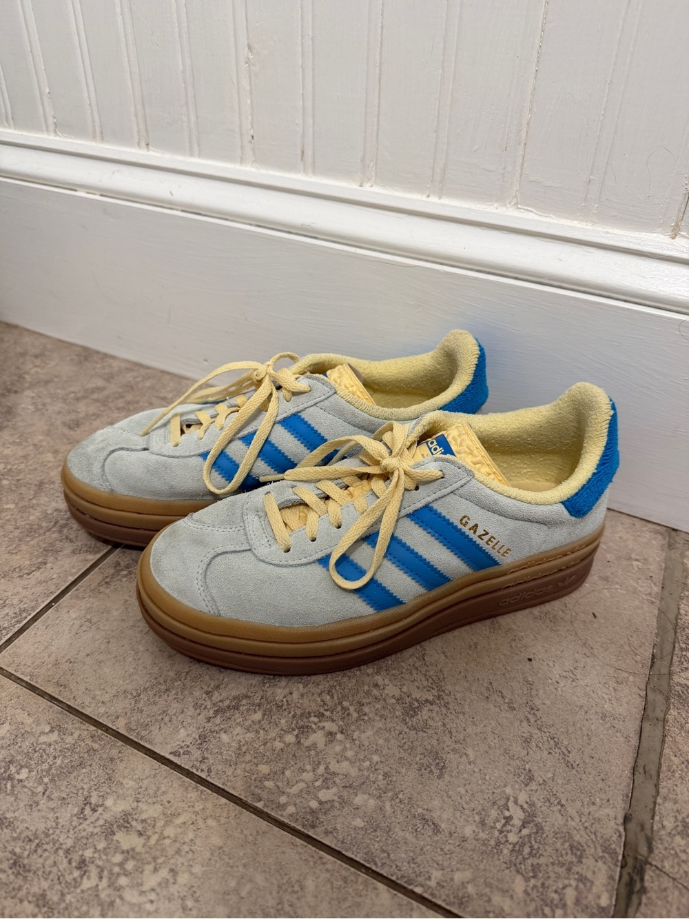 adidas Gazelle Sneakers in Blue & Light Yellow